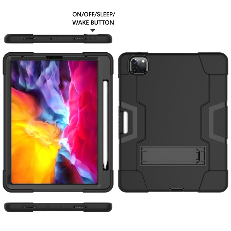 Contrast Color Robot Shockproof Silicone + PC Protective Case with Holder & Pen Slot For iPad Pro 12.9 (2018) / (2020)(Black) - iPad Pro 12.9 (2018) Cases by buy2fix | Online Shopping UK | buy2fix