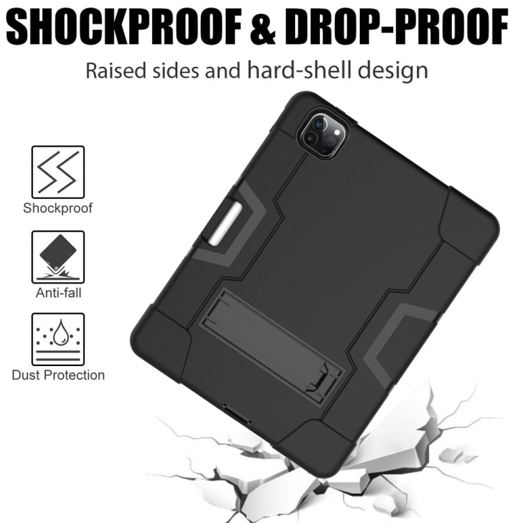 Contrast Color Robot Shockproof Silicone + PC Protective Case with Holder & Pen Slot For iPad Pro 12.9 (2018) / (2020)(Black) - iPad Pro 12.9 (2018) Cases by buy2fix | Online Shopping UK | buy2fix