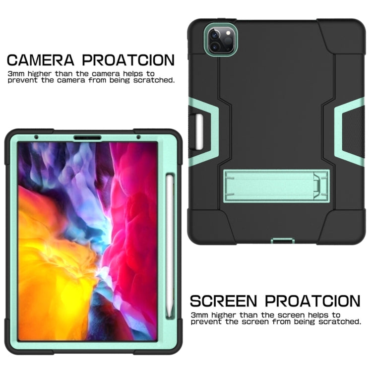 Contrast Color Robot Shockproof Silicone + PC Protective Case with Holder & Pen Slot For iPad Pro 12.9 (2018) / (2020)(Black + Mint Green) - iPad Pro 12.9 (2018) Cases by buy2fix | Online Shopping UK | buy2fix