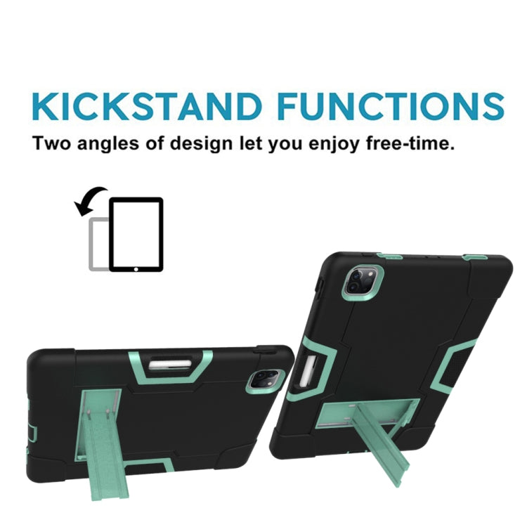 Contrast Color Robot Shockproof Silicone + PC Protective Case with Holder & Pen Slot For iPad Pro 12.9 (2018) / (2020)(Black + Mint Green) - iPad Pro 12.9 (2018) Cases by buy2fix | Online Shopping UK | buy2fix