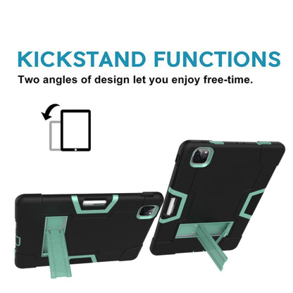 Contrast Color Robot Shockproof Silicone + PC Protective Case with Holder & Pen Slot For iPad Pro 12.9 (2018) / (2020)(Black + Mint Green) - iPad Pro 12.9 (2018) Cases by buy2fix | Online Shopping UK | buy2fix