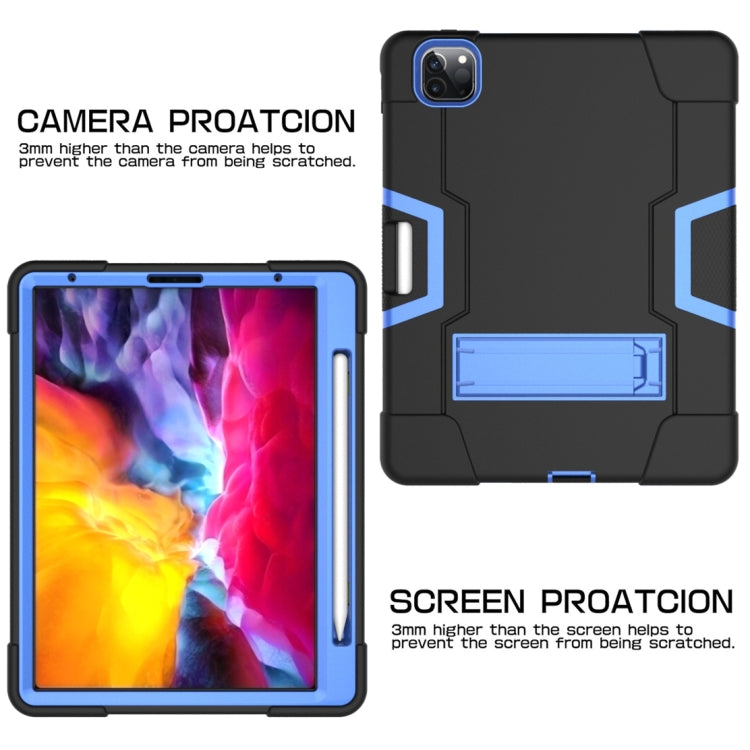 Contrast Color Robot Shockproof Silicone + PC Protective Case with Holder & Pen Slot For iPad Pro 12.9 (2018) / (2020)(Black + Blue) - iPad Pro 12.9 (2018) Cases by buy2fix | Online Shopping UK | buy2fix