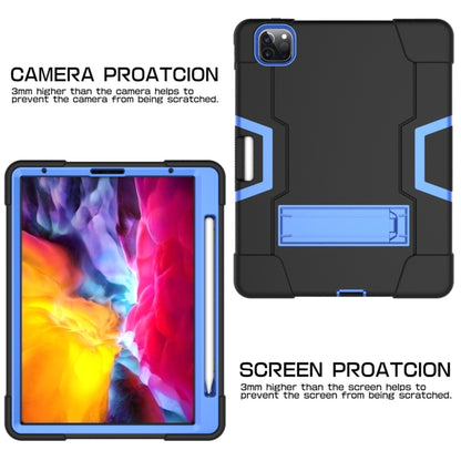 Contrast Color Robot Shockproof Silicone + PC Protective Case with Holder & Pen Slot For iPad Pro 12.9 (2018) / (2020)(Black + Blue) - iPad Pro 12.9 (2018) Cases by buy2fix | Online Shopping UK | buy2fix