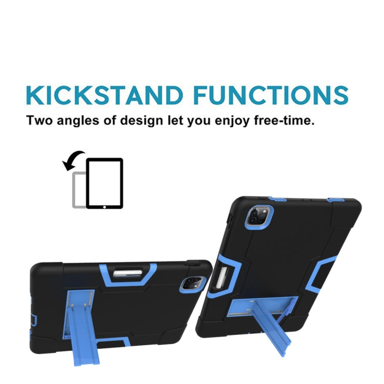 Contrast Color Robot Shockproof Silicone + PC Protective Case with Holder & Pen Slot For iPad Pro 12.9 (2018) / (2020)(Black + Blue) - iPad Pro 12.9 (2018) Cases by buy2fix | Online Shopping UK | buy2fix