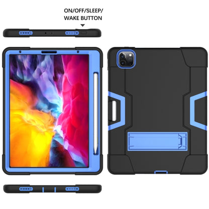 Contrast Color Robot Shockproof Silicone + PC Protective Case with Holder & Pen Slot For iPad Pro 12.9 (2018) / (2020)(Black + Blue) - iPad Pro 12.9 (2018) Cases by buy2fix | Online Shopping UK | buy2fix
