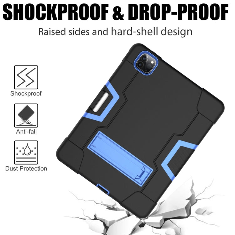 Contrast Color Robot Shockproof Silicone + PC Protective Case with Holder & Pen Slot For iPad Pro 12.9 (2018) / (2020)(Black + Blue) - iPad Pro 12.9 (2018) Cases by buy2fix | Online Shopping UK | buy2fix