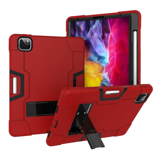 Contrast Color Robot Shockproof Silicone + PC Protective Case with Holder & Pen Slot For iPad Pro 12.9 (2018) / (2020)(Red + Black) - iPad Pro 12.9 (2018) Cases by buy2fix | Online Shopping UK | buy2fix