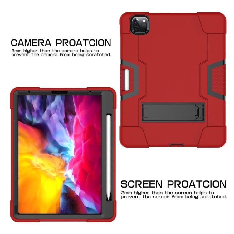 Contrast Color Robot Shockproof Silicone + PC Protective Case with Holder & Pen Slot For iPad Pro 12.9 (2018) / (2020)(Red + Black) - iPad Pro 12.9 (2018) Cases by buy2fix | Online Shopping UK | buy2fix