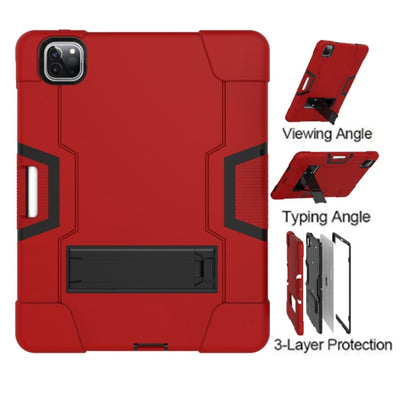 Contrast Color Robot Shockproof Silicone + PC Protective Case with Holder & Pen Slot For iPad Pro 12.9 (2018) / (2020)(Red + Black) - iPad Pro 12.9 (2018) Cases by buy2fix | Online Shopping UK | buy2fix