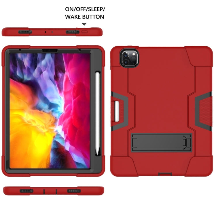 Contrast Color Robot Shockproof Silicone + PC Protective Case with Holder & Pen Slot For iPad Pro 12.9 (2018) / (2020)(Red + Black) - iPad Pro 12.9 (2018) Cases by buy2fix | Online Shopping UK | buy2fix