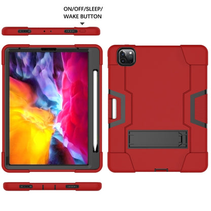 Contrast Color Robot Shockproof Silicone + PC Protective Case with Holder & Pen Slot For iPad Pro 12.9 (2018) / (2020)(Red + Black) - iPad Pro 12.9 (2018) Cases by buy2fix | Online Shopping UK | buy2fix