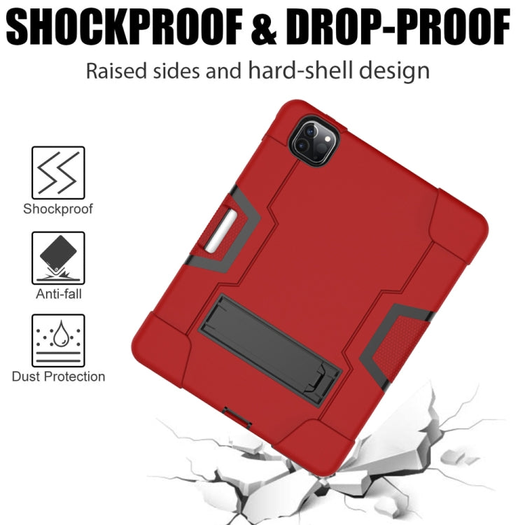 Contrast Color Robot Shockproof Silicone + PC Protective Case with Holder & Pen Slot For iPad Pro 12.9 (2018) / (2020)(Red + Black) - iPad Pro 12.9 (2018) Cases by buy2fix | Online Shopping UK | buy2fix