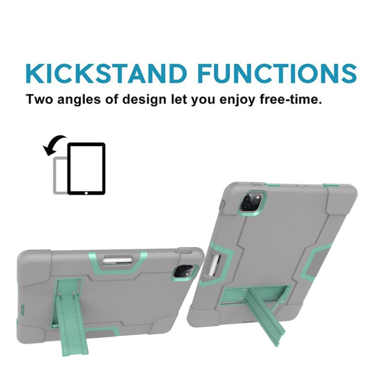 Contrast Color Robot Shockproof Silicone + PC Protective Case with Holder & Pen Slot For iPad Pro 12.9 (2018) / (2020)(Grey + Mint Green) - iPad Pro 12.9 (2018) Cases by buy2fix | Online Shopping UK | buy2fix
