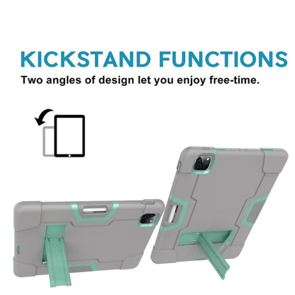 Contrast Color Robot Shockproof Silicone + PC Protective Case with Holder & Pen Slot For iPad Pro 12.9 (2018) / (2020)(Grey + Mint Green) - iPad Pro 12.9 (2018) Cases by buy2fix | Online Shopping UK | buy2fix