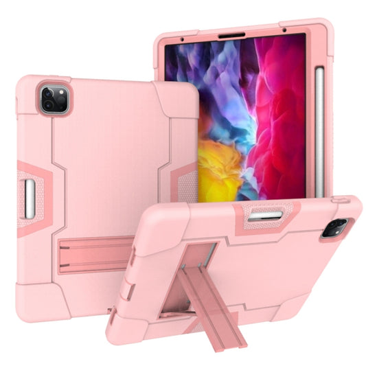 Contrast Color Robot Shockproof Silicone + PC Protective Case with Holder & Pen Slot For iPad Pro 12.9 (2018) / (2020)(Rose Gold) - iPad Pro 12.9 (2018) Cases by buy2fix | Online Shopping UK | buy2fix