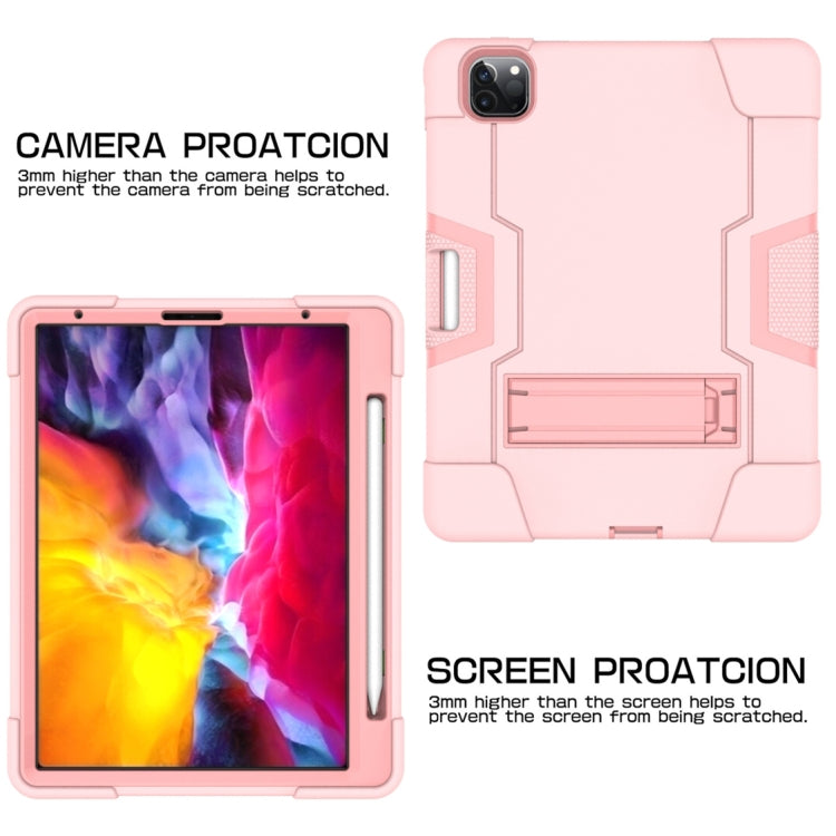 Contrast Color Robot Shockproof Silicone + PC Protective Case with Holder & Pen Slot For iPad Pro 12.9 (2018) / (2020)(Rose Gold) - iPad Pro 12.9 (2018) Cases by buy2fix | Online Shopping UK | buy2fix