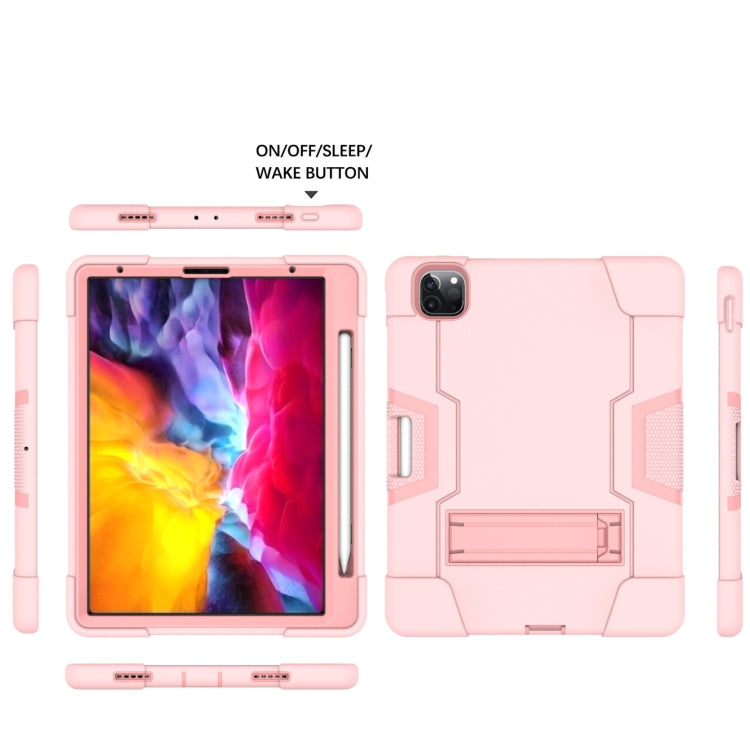 Contrast Color Robot Shockproof Silicone + PC Protective Case with Holder & Pen Slot For iPad Pro 12.9 (2018) / (2020)(Rose Gold) - iPad Pro 12.9 (2018) Cases by buy2fix | Online Shopping UK | buy2fix