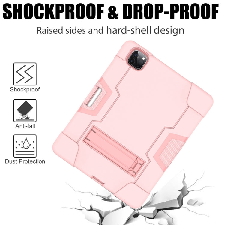 Contrast Color Robot Shockproof Silicone + PC Protective Case with Holder & Pen Slot For iPad Pro 12.9 (2018) / (2020)(Rose Gold) - iPad Pro 12.9 (2018) Cases by buy2fix | Online Shopping UK | buy2fix