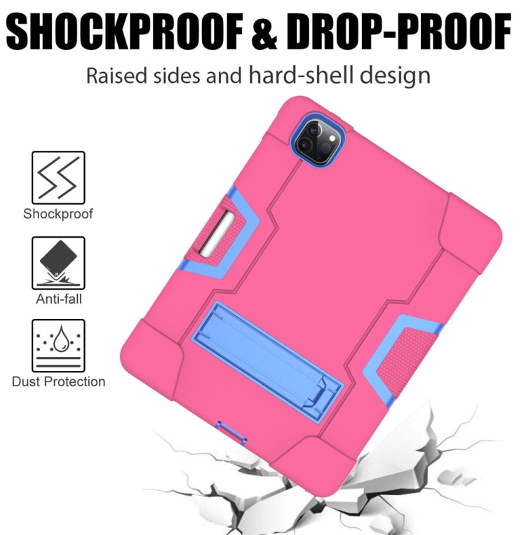 Contrast Color Robot Shockproof Silicone + PC Protective Case with Holder & Pen Slot For iPad Pro 12.9 (2018) / (2020)(Rose Red+ Blue) - iPad Pro 12.9 (2018) Cases by buy2fix | Online Shopping UK | buy2fix