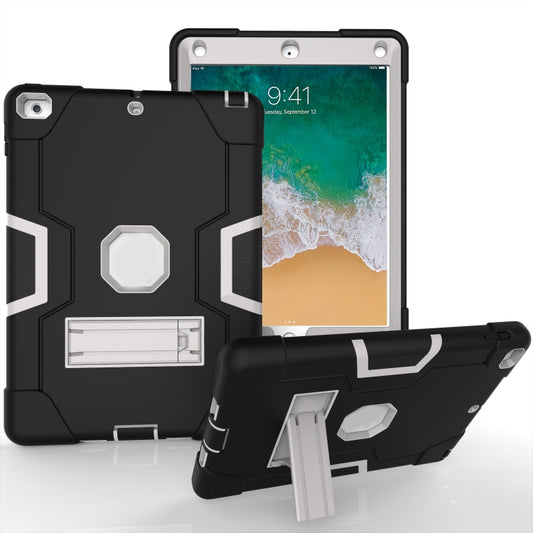 Contrast Color Robot Shockproof Silicone + PC Protective Case with Holder For iPad 9.7 (2017) / (2018)(Black+ Grey) - iPad 9.7 (2018) & (2017) Cases by buy2fix | Online Shopping UK | buy2fix