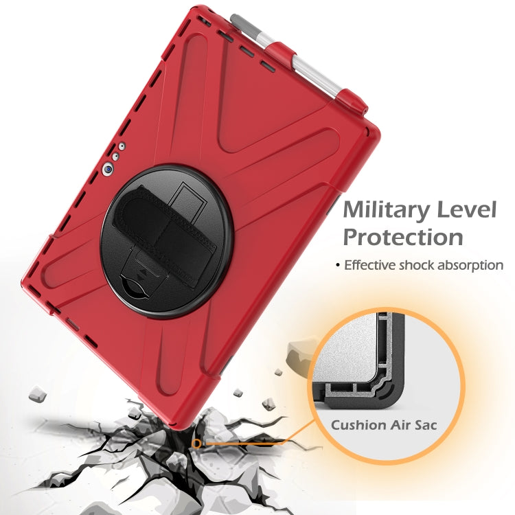 For Microsoft Surface Pro 4 / 5 Shockproof Colorful Silicone + PC Protective Case with Holder & Hand Strap & Pen Slot(Red) - Microsoft by buy2fix | Online Shopping UK | buy2fix