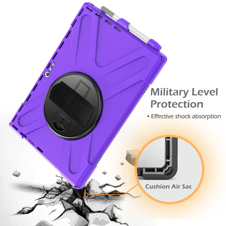 For Microsoft Surface Pro 4 / 5 Shockproof Colorful Silicone + PC Protective Case with Holder & Hand Strap & Pen Slot(Purple) - Microsoft by buy2fix | Online Shopping UK | buy2fix