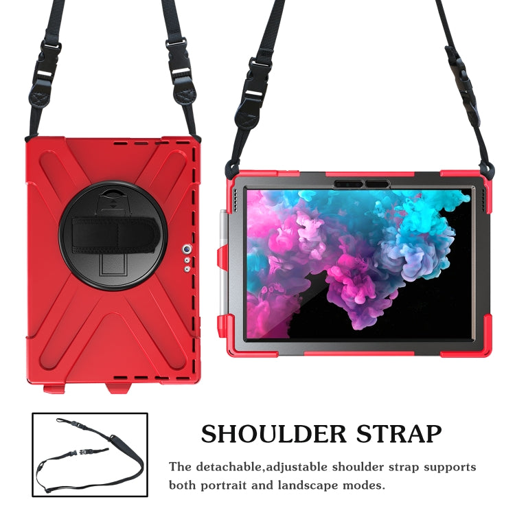 For Microsoft Surface Pro 4 / 5 / 6 / 7 / 7+ Shockproof Colorful Silicone + PC Protective Case with Holder & Hand Strap & Pen Slot(Red) - Microsoft by buy2fix | Online Shopping UK | buy2fix