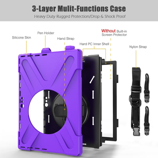 For Microsoft Surface Pro 4 / 5 / 6 / 7 / 7+ Shockproof Colorful Silicone + PC Protective Case with Holder & Hand Strap & Pen Slot(Purple) - Microsoft by buy2fix | Online Shopping UK | buy2fix