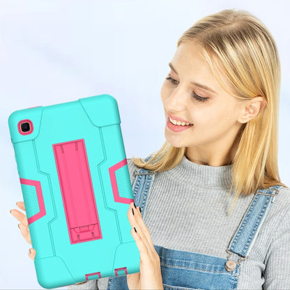 For Samsung Galaxy Tab A7 10.4 (2020) Contrast Color Robot Shockproof Silicone + PC Protective Case with Holder(Mint Green + Rose Red) - Other Galaxy Tab PC by buy2fix | Online Shopping UK | buy2fix