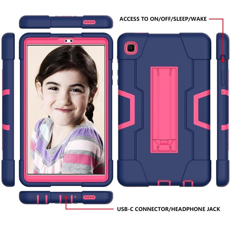 For Samsung Galaxy Tab A7 10.4 (2020) Contrast Color Robot Shockproof Silicone + PC Protective Case with Holder(Navy Blue + Rose Red) - Other Galaxy Tab PC by buy2fix | Online Shopping UK | buy2fix