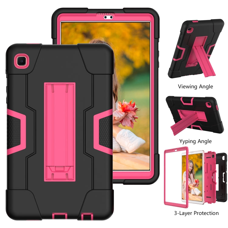 For Samsung Galaxy Tab A7 10.4 (2020) Contrast Color Robot Shockproof Silicone + PC Protective Case with Holder(Black + Rose Red) - Other Galaxy Tab PC by buy2fix | Online Shopping UK | buy2fix