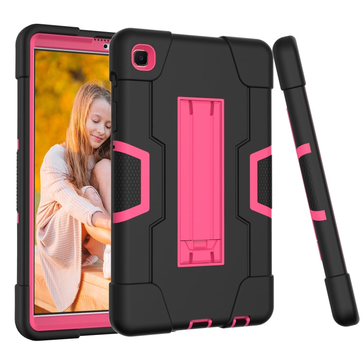 For Samsung Galaxy Tab A7 10.4 (2020) Contrast Color Robot Shockproof Silicone + PC Protective Case with Holder(Black + Rose Red) - Other Galaxy Tab PC by buy2fix | Online Shopping UK | buy2fix