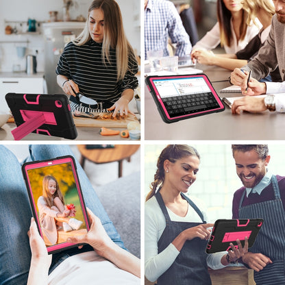 For Samsung Galaxy Tab A7 10.4 (2020) Contrast Color Robot Shockproof Silicone + PC Protective Case with Holder(Black + Rose Red) - Other Galaxy Tab PC by buy2fix | Online Shopping UK | buy2fix