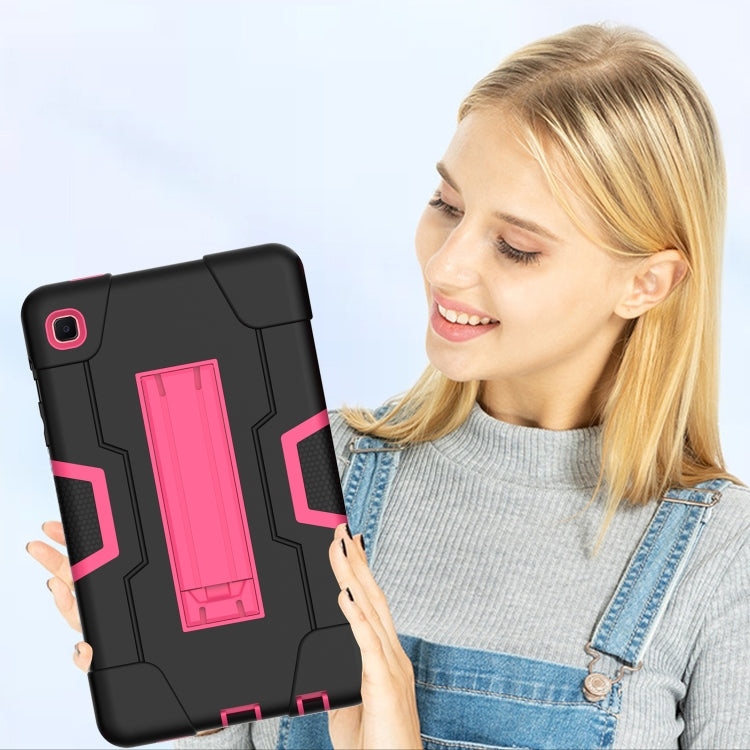 For Samsung Galaxy Tab A7 10.4 (2020) Contrast Color Robot Shockproof Silicone + PC Protective Case with Holder(Black + Rose Red) - Other Galaxy Tab PC by buy2fix | Online Shopping UK | buy2fix