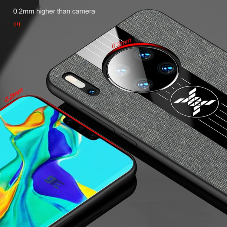 For Huawei Mate 30 XINLI Stitching Cloth Textue Shockproof TPU Protective Case with Ring Holder(Grey) - Huawei Cases by XINLI | Online Shopping UK | buy2fix