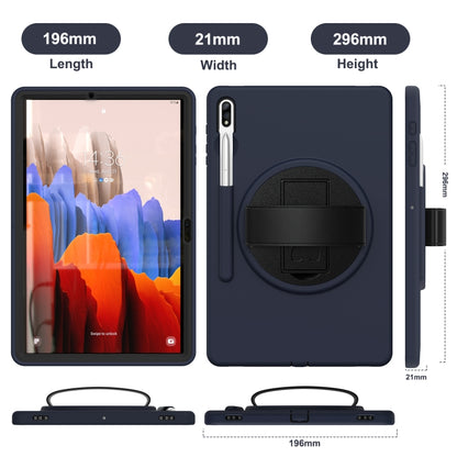 For Samsung Galaxy Tab S8+ / Tab S8 Plus / Tab S7 FE / Tab S7+ SM-T970 360 Degree Rotation PC + TPU Protective Case with Holder & Hand-strap & Pen Slot(Dark Blue) by buy2fix