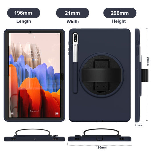 For Samsung Galaxy Tab S8+ / Tab S8 Plus / Tab S7 FE / Tab S7+ SM-T970 360 Degree Rotation PC + TPU Protective Case with Holder & Hand-strap & Pen Slot(Dark Blue) by buy2fix