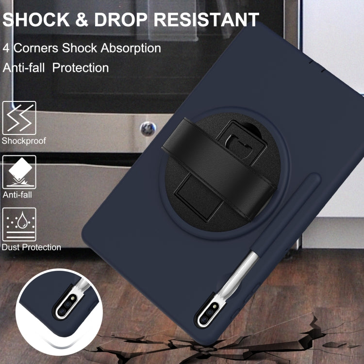 For Samsung Galaxy Tab S8+ / Tab S8 Plus / Tab S7 FE / Tab S7+ SM-T970 360 Degree Rotation PC + TPU Protective Case with Holder & Hand-strap & Pen Slot(Dark Blue) by buy2fix