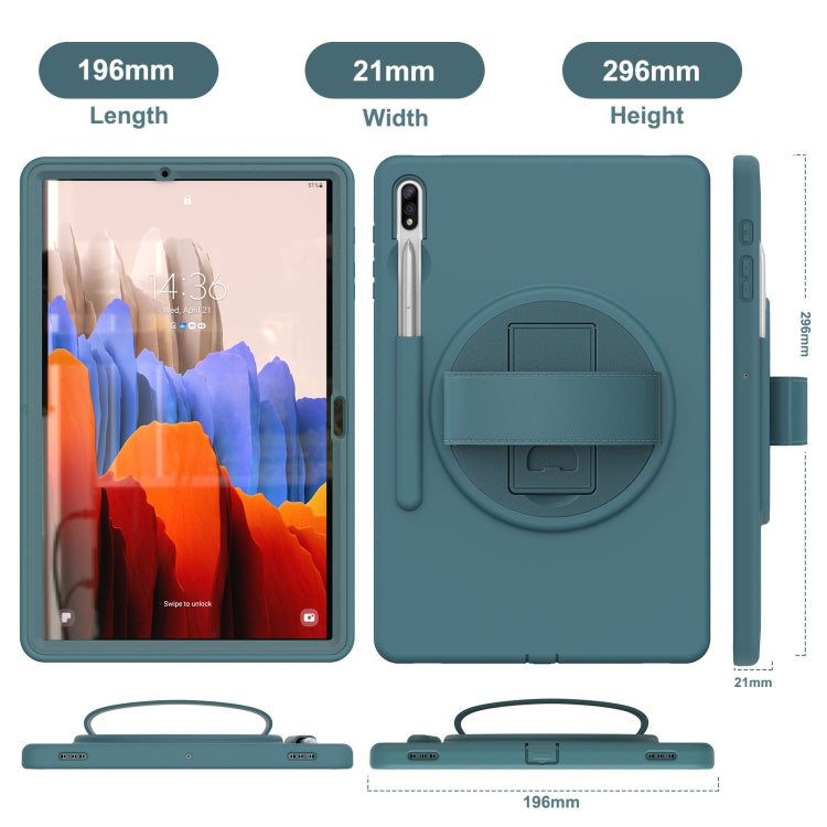For Samsung Galaxy Tab S8+ / Tab S8 Plus / Tab S7 FE / Tab S7+ SM-T970 360 Degree Rotation PC + TPU Protective Case with Holder & Hand-strap & Pen Slot(Light Blue) by buy2fix