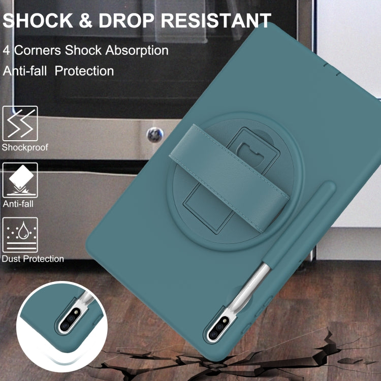 For Samsung Galaxy Tab S8+ / Tab S8 Plus / Tab S7 FE / Tab S7+ SM-T970 360 Degree Rotation PC + TPU Protective Case with Holder & Hand-strap & Pen Slot(Light Blue) by buy2fix