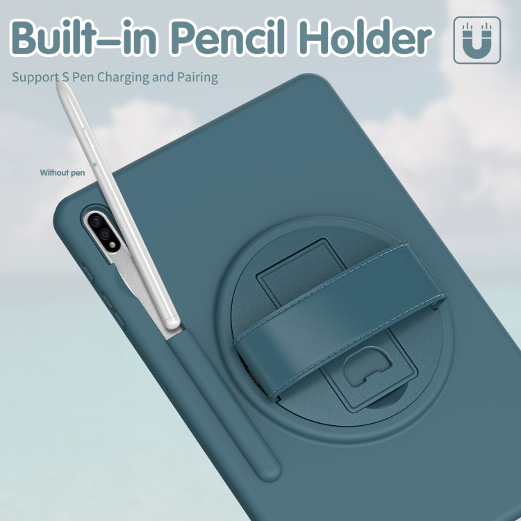 For Samsung Galaxy Tab S8+ / Tab S8 Plus / Tab S7 FE / Tab S7+ SM-T970 360 Degree Rotation PC + TPU Protective Case with Holder & Hand-strap & Pen Slot(Light Blue) by buy2fix