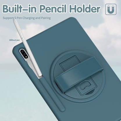 For Samsung Galaxy Tab S8+ / Tab S8 Plus / Tab S7 FE / Tab S7+ SM-T970 360 Degree Rotation PC + TPU Protective Case with Holder & Hand-strap & Pen Slot(Light Blue) by buy2fix