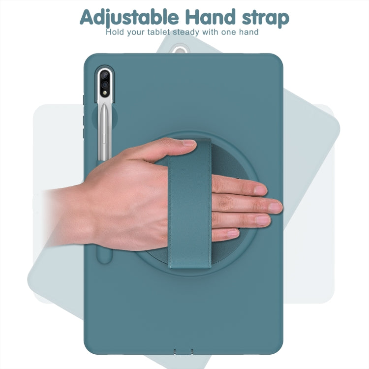 For Samsung Galaxy Tab S8+ / Tab S8 Plus / Tab S7 FE / Tab S7+ SM-T970 360 Degree Rotation PC + TPU Protective Case with Holder & Hand-strap & Pen Slot(Light Blue) by buy2fix