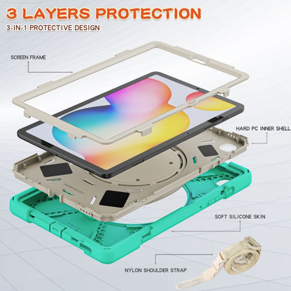 For Samsung Galaxy Tab S6 Lite P610 Silicone + PC Protective Case with Holder & Shoulder Strap(Mint Green) - Tab S6 Lite P610 / P615 by buy2fix | Online Shopping UK | buy2fix