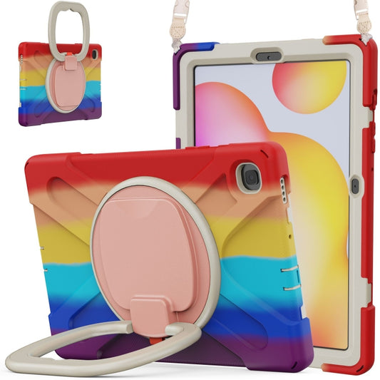 For Samsung Galaxy Tab S6 Lite P610 Silicone + PC Protective Case with Holder & Shoulder Strap(Colorful Red) - Tab S6 Lite P610 / P615 by buy2fix | Online Shopping UK | buy2fix