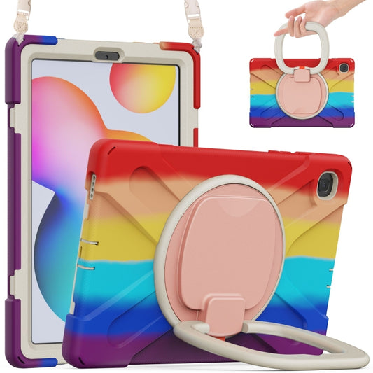 For Samsung Galaxy Tab S6 Lite P610 Silicone + PC Protective Case with Holder & Shoulder Strap(Colorful Red) - Tab S6 Lite P610 / P615 by buy2fix | Online Shopping UK | buy2fix