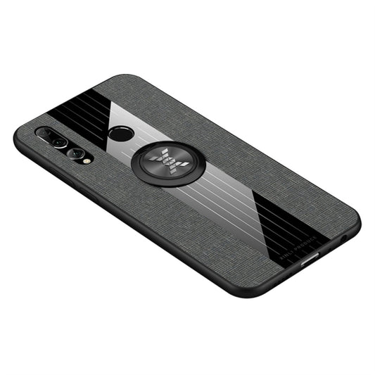 For Huawei Enjoy 9s XINLI Stitching Cloth Textue Shockproof TPU Protective Case with Ring Holder(Grey) - Huawei Cases by XINLI | Online Shopping UK | buy2fix
