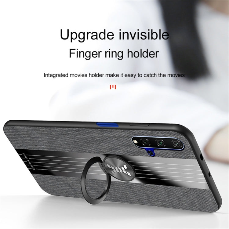 For Huawei Honor 20 Pro XINLI Stitching Cloth Textue Shockproof TPU Protective Case with Ring Holder(Grey) - Honor Cases by XINLI | Online Shopping UK | buy2fix