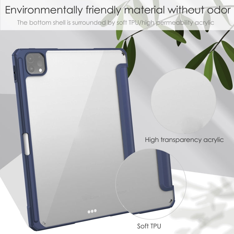 For iPad Pro 11 2022 / 2021 / 2020 / 2018 Three-folding Acrylic TPU + PU Leather Horizontal Flip Tablet Case with Holder & Pen Slot & Sleep / Wake-up Function(Blue) - iPad Pro 11 (2022/2021) Cases by buy2fix | Online Shopping UK | buy2fix
