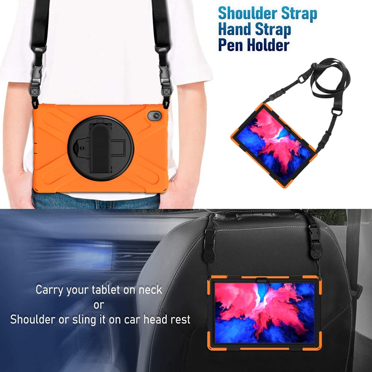 For Lenovo XiaoXin Pad 11 / Pad 11 Plus 2021 / Pad 2022 TB-J606F/J607F/J616F Shockproof Colorful Silicone + PC Protective Case with Holder & Hand Strap & Shoulder Strap(Orange) - Lenovo by buy2fix | Online Shopping UK | buy2fix